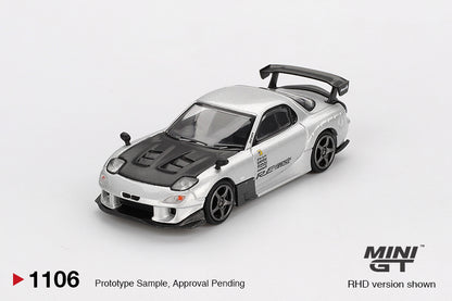 Mini GT Mazda RX-7 RE-Amemiya Silver Metallic MGT01106 1/64 Diecast