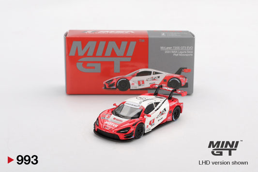 Mini GT McLaren 720S GT3 Evo Pfaff Motorsports 2024 IMSA Laguna Seca MGT00993 1/64 Diecast