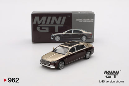 Mini GT Mercedes-Maybach S 680 Gold Dark Red Metallic MG00962 1/64 Die Cast