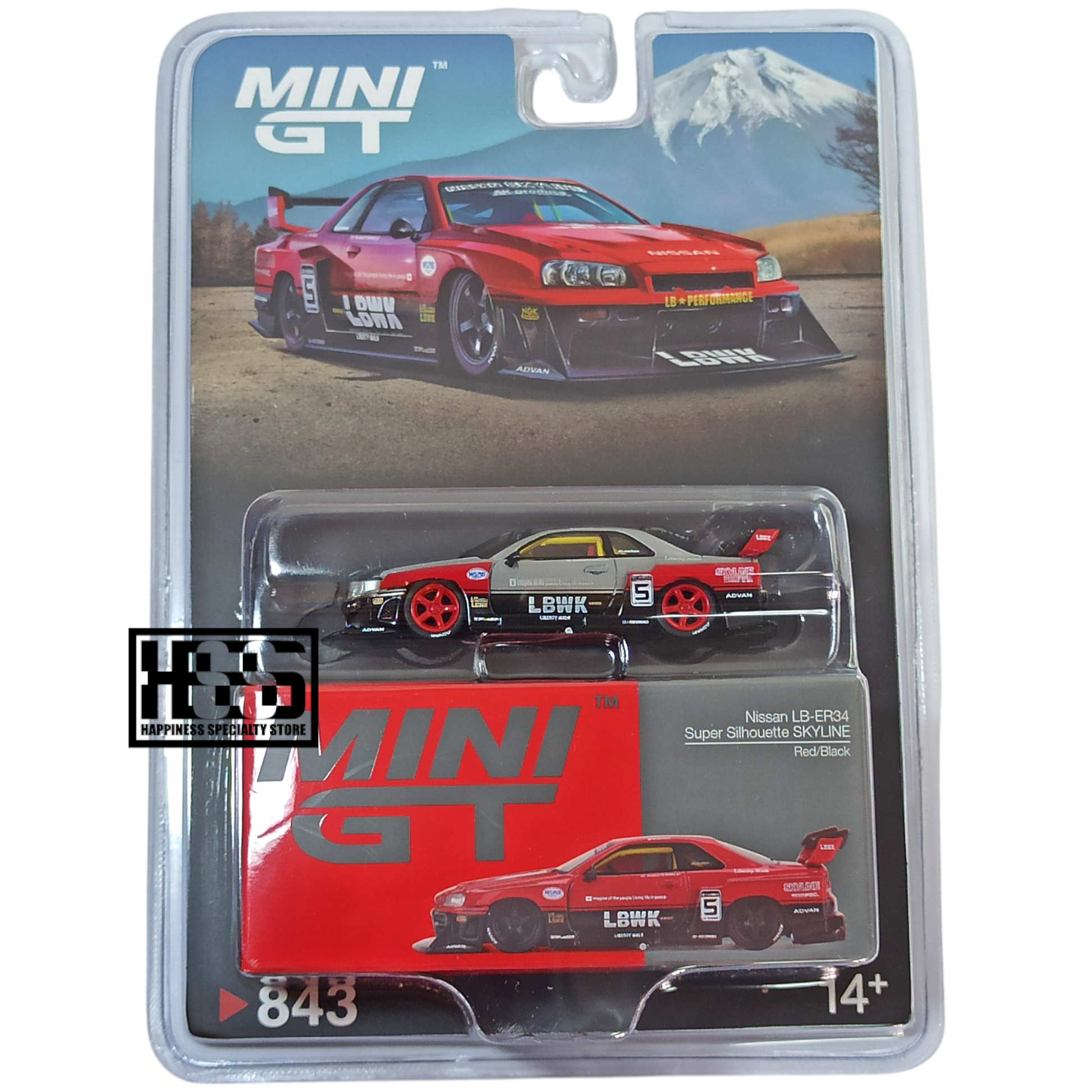 Mini GT Nissan CHASE LB-ER34 Super Silhouette Skyline Red Black Mini GT Nissan CHASE LB-ER34 Super Silhouette Skyline Red Black