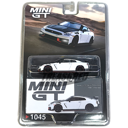 Mini GT Nissan GT-R Nismo 2024 Brilliant White Pearl Blister Packaging MGT01045 1/64 Diecast