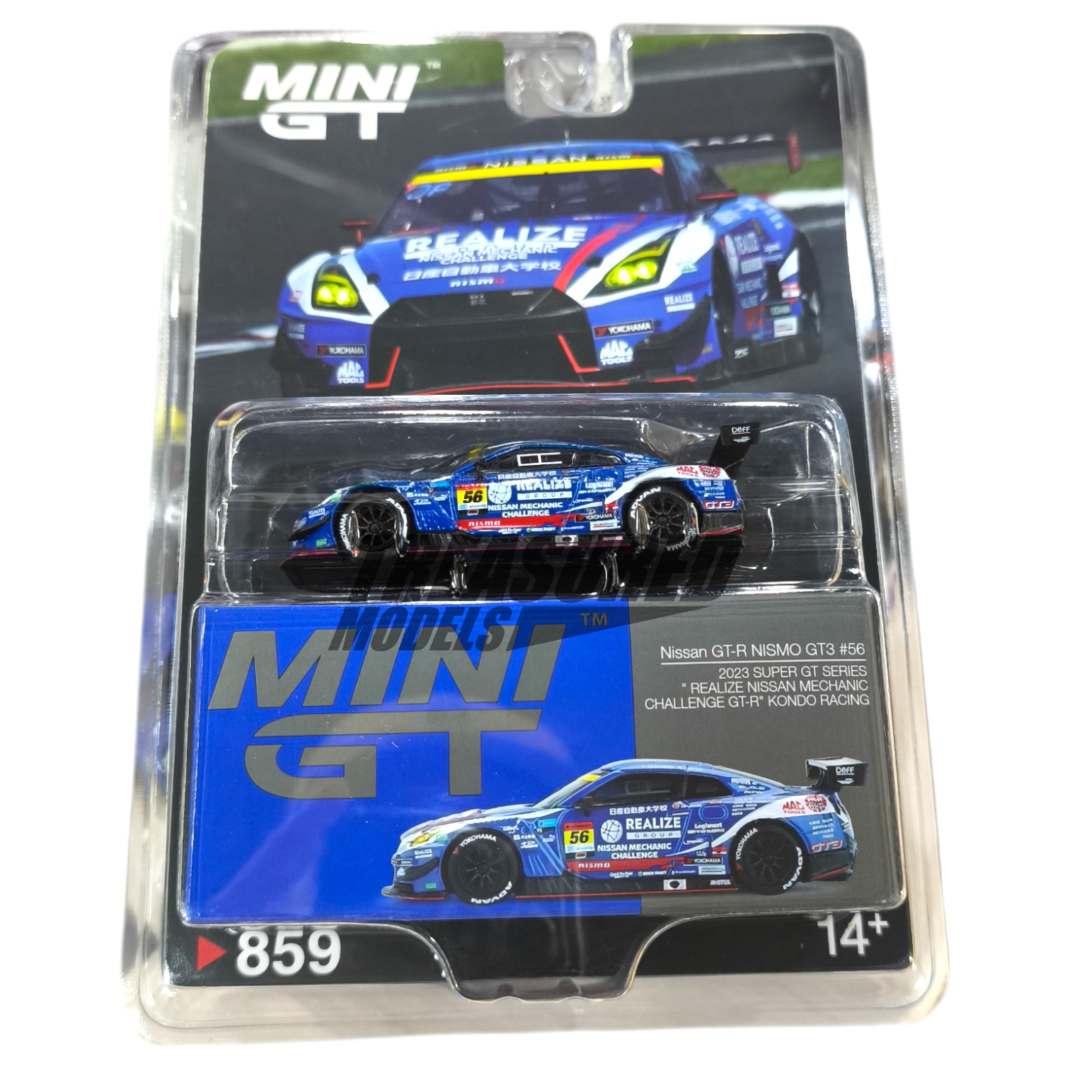 Mini GT Nissan GT-R Nismo GT3 56 2023 Super GT Series Realize Nissan Mechanics Challenge GT-R Kondo Racing MGT00859 1/64 Die Cast