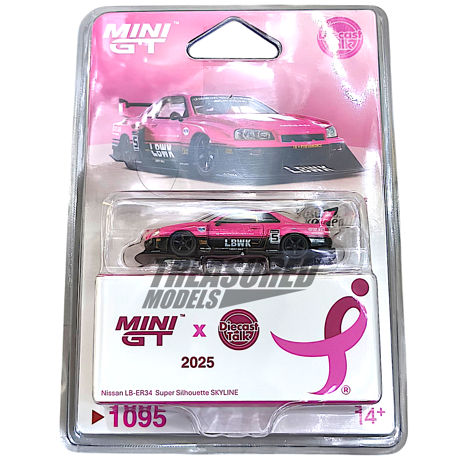Mini GT Nissan LB-ER34 Super Silhouette SKYLINE MINI GT Give x Diecast Talk — For Susan G. Komen MGT01095 1/64 Diecast