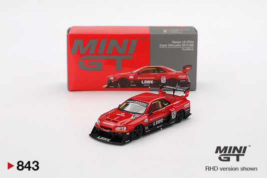 Mini GT Nissan LB-ER34 Super Silhouette SKYLINE Red Black MGT00843 1/64 Die Cast