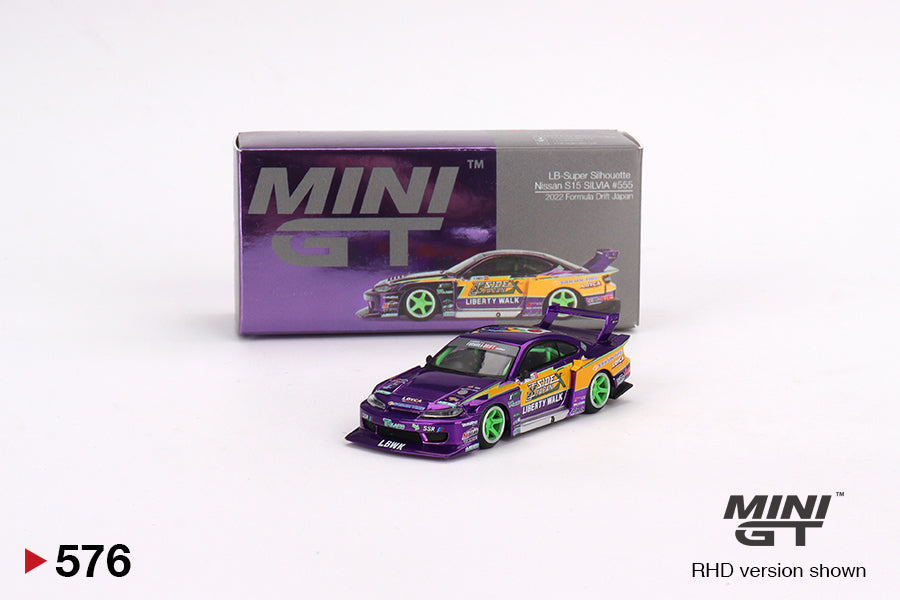 Mini GT Nissan LB-Super Silhouette S15 SILVIA #555 2022 Formula Drift Japan MGT00576 1/64 Die Cast