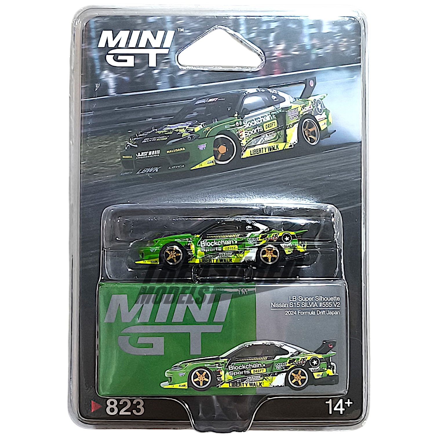 Mini GT Nissan LB-Super Silhouette S15 Silvia 555 V2 2024 Formula Drift Japan Blister Packaging MGT00823 1/64 Diecast