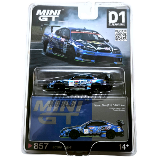 Mini GT Nissan Silvia (S15) D-MAX #46 D-MAX Racing 2023 D1 Grand Prix (Blister Packaging) MGT00857 1/64 Die Cast