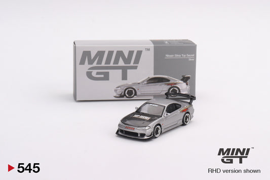 Mini GT Nissan Silvia Top Secret S15 Silver MGT00545 1/64 Die Cast