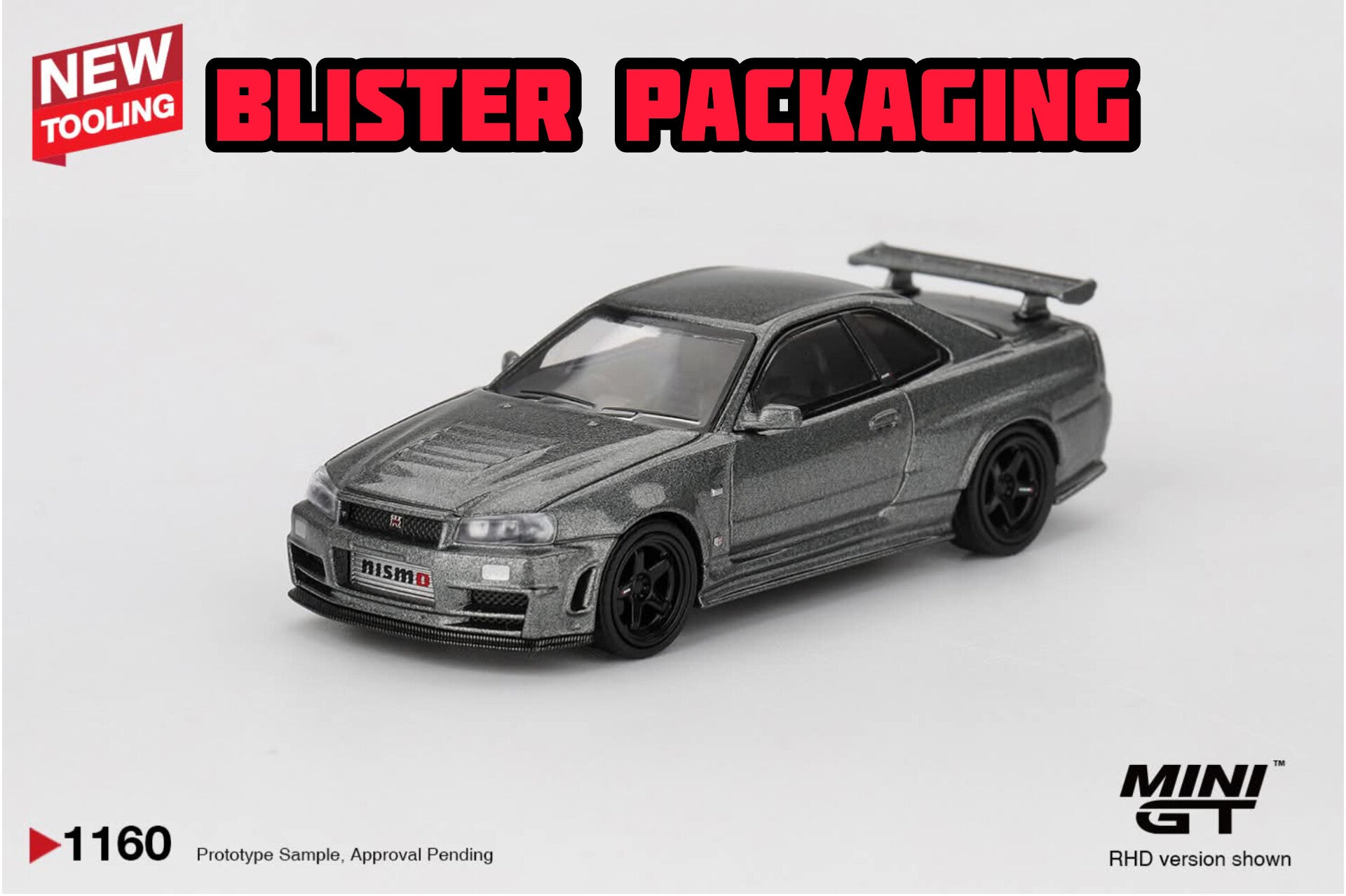 Mini GT Nissan Skyline GT-R Dark Metal Gray (NISMO BNR34 CRS Version) Blister Packaging MGT01160 1/64 Diecast