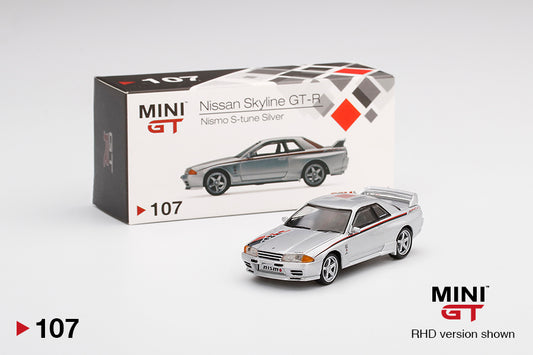Mini GT Nissan Skyline GT-R (R32) Nismo S-Tune Silver MGT00107 1/64 Die Cast