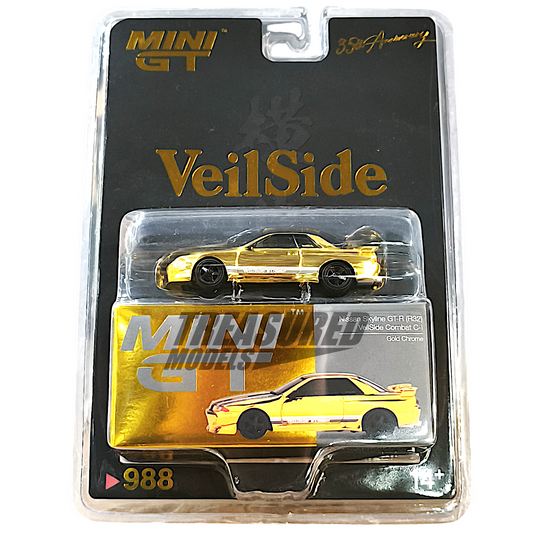 Mini GT Nissan Skyline GT-R R32 VeilSide Combat C-I Gold Chrome 35th Anniversary MGT00988 1/64 Die Cast