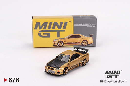 Mini GT Nissan Skyline GT-R (R34) Top Secret Top Secret Gold MGT00676 1/64 Die Cast