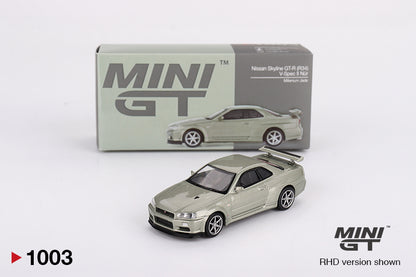 Mini GT Nissan Skyline GT-R (R34) V-Spec II Nür Millenium Jade MGT01003 1/64 Diecast