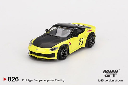 Mini GT Nissan Z LB★NATION WORKS Ikazuchi Yellow MGT00826 1/64 Die Cast