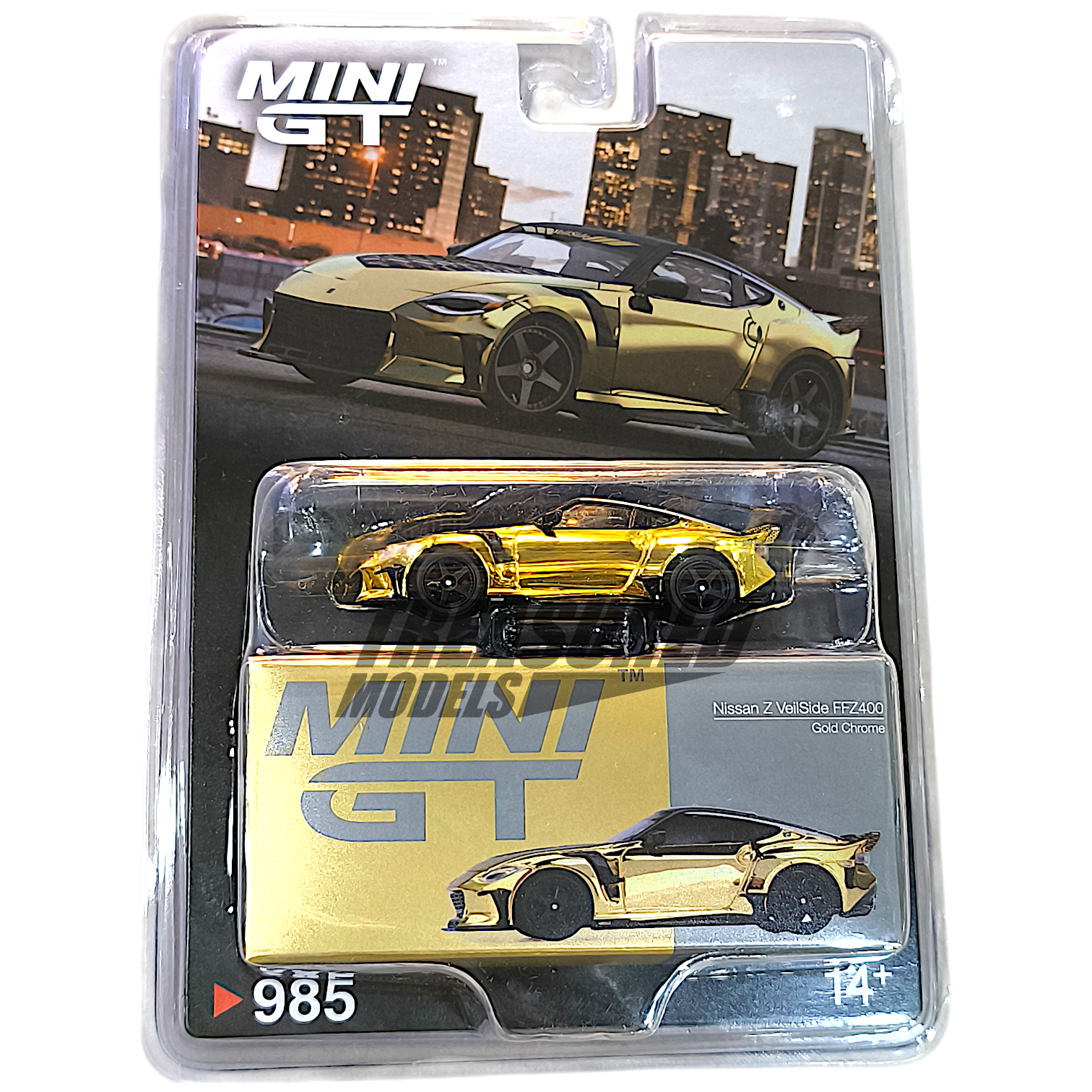 Mini GT Nissan Z VeilSide FFZ400 Gold Chrome Blister Packaging MGT00985 1/64 Diecast