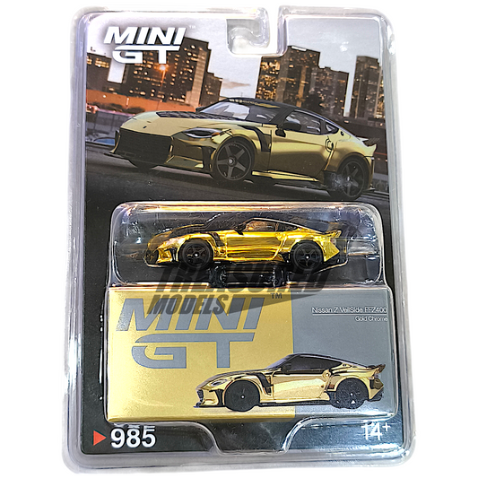 Mini GT Nissan Z VeilSide FFZ400 Gold Chrome Blister Packaging MGT00985 1/64 Diecast
