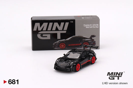 Mini GT Porsche 911 992 GT3 RS Black with Pyro Red MGT00681 1/64 Die Cast