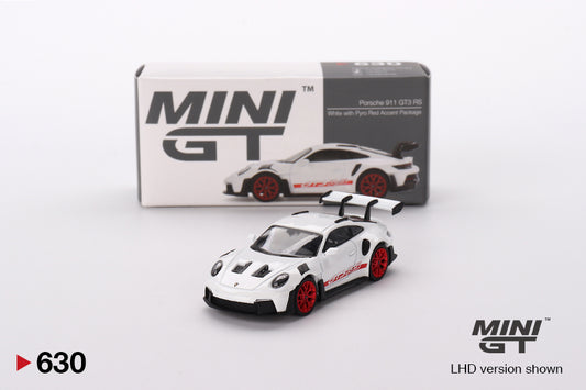 Mini GT Porsche 911 992 GT3 RS White with Pyro Red Accent Package MGT00630 1/64 Die Cast
