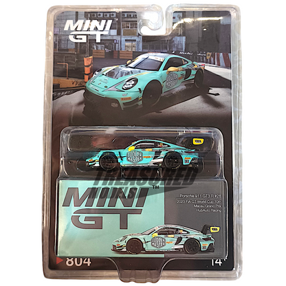 Mini GT Porsche 911 GT3 R #28 HubAuto Racing 2023 FIA GT World Cup 70th Macau Grand Prix Blister Packaging MGT00804 1/64 Diecast