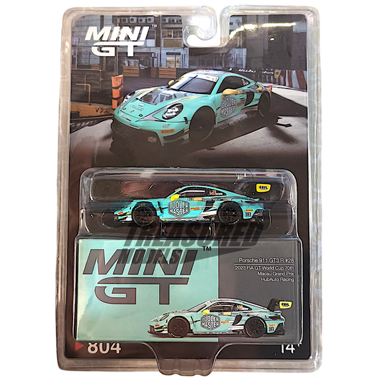 Mini GT Porsche 911 GT3 R #28 HubAuto Racing 2023 FIA GT World Cup 70th Macau Grand Prix Blister Packaging MGT00804 1/64 Diecast