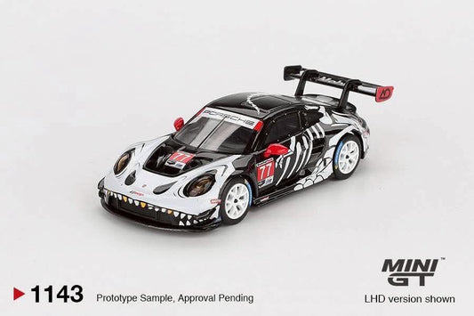 Mini GT Porsche 911 GT3 R #77 AO Racing 2025 IMSA Petit Le Mans Skeleton Rexy MGT01143 1/64 Diecast