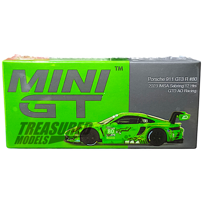 Mini GT Porsche 911 GT3 R #80 Rexy GTD AO Racing 2023 IMSA Sebring 12 Hrs MGT00713 1/64 Diecast