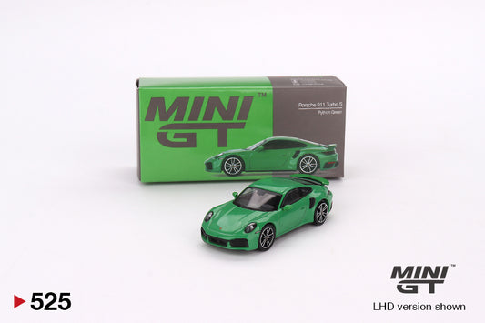 Mini GT Porsche 911 Turbo S Python Green MGT00525 1/64 Die Cast