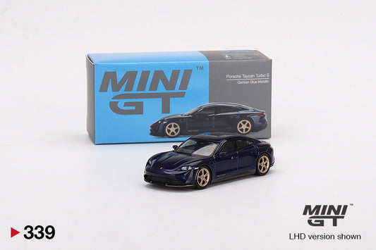 Mini GT Porsche Taycan Turbo S Gentian Blue Metallic MGT00339 1/64 Die Cast