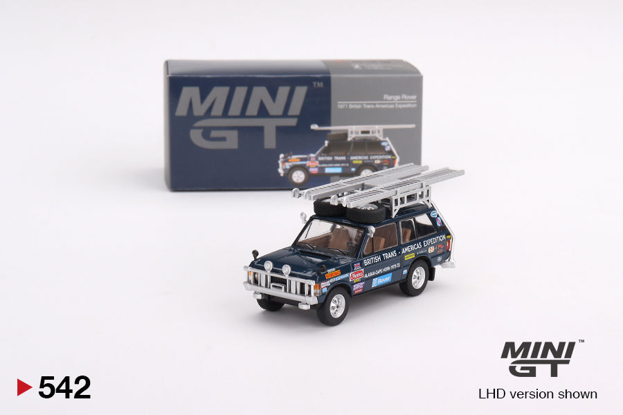 Mini GT Range Rover 1971 British Trans-Americas Expedition (VXC-868K) MGT00542 1/64 Diecast