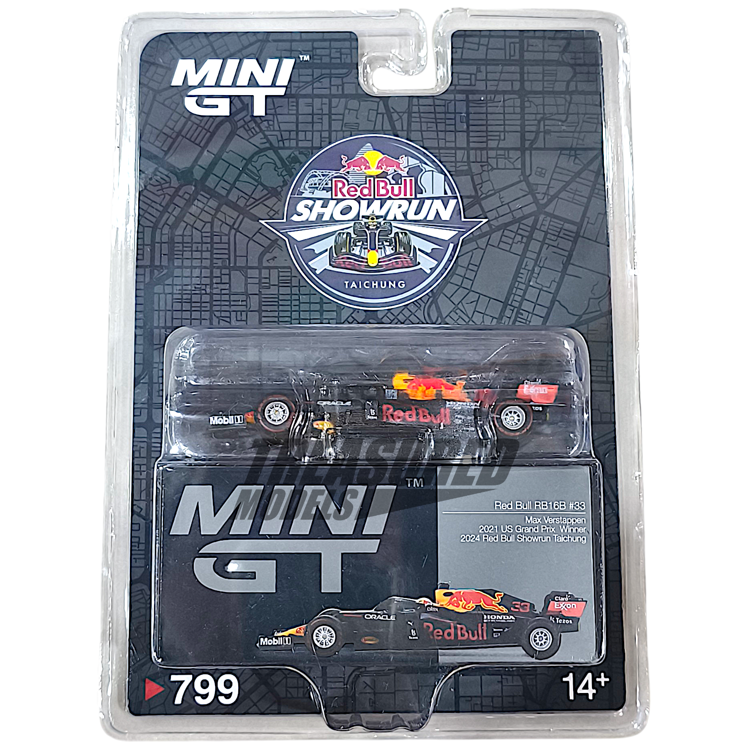 Mini GT Red Bull Showrun Taichung RB16B #33 Max Verstappen 2021 US Grand Prix Winner MGT00799 1/64 Diecast