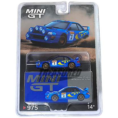 Mini GT Subaru Impreza WRC98 1998 Rally Monte-Carlo 3rd Place #3 Blister Packaging MGT00975 1/64 Die Cast
