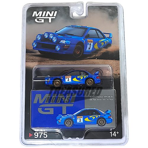 Mini GT Subaru Impreza WRC98 1998 Rally Monte-Carlo 3rd Place #3 Blister Packaging MGT00975 1/64 Die Cast
