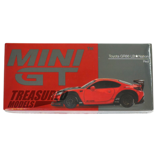 Mini GT Toyota GR86 LB Nation Liberty Walk Red LBWK MGT00885 1/64 Die Cast