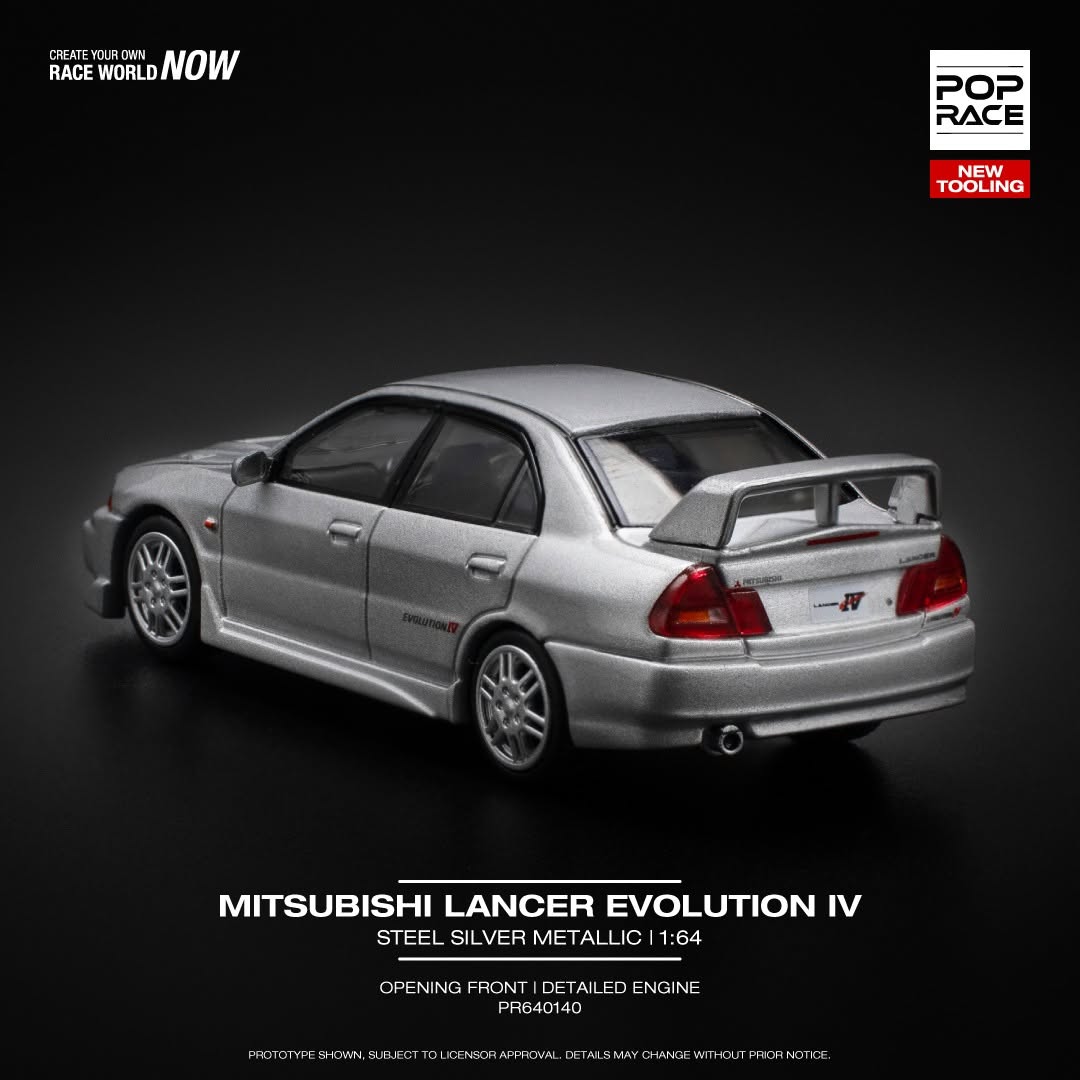 Pop Race Mitsubishi Lancer Evolution IV - Steel Sliver PR640140 1/64 Diecast