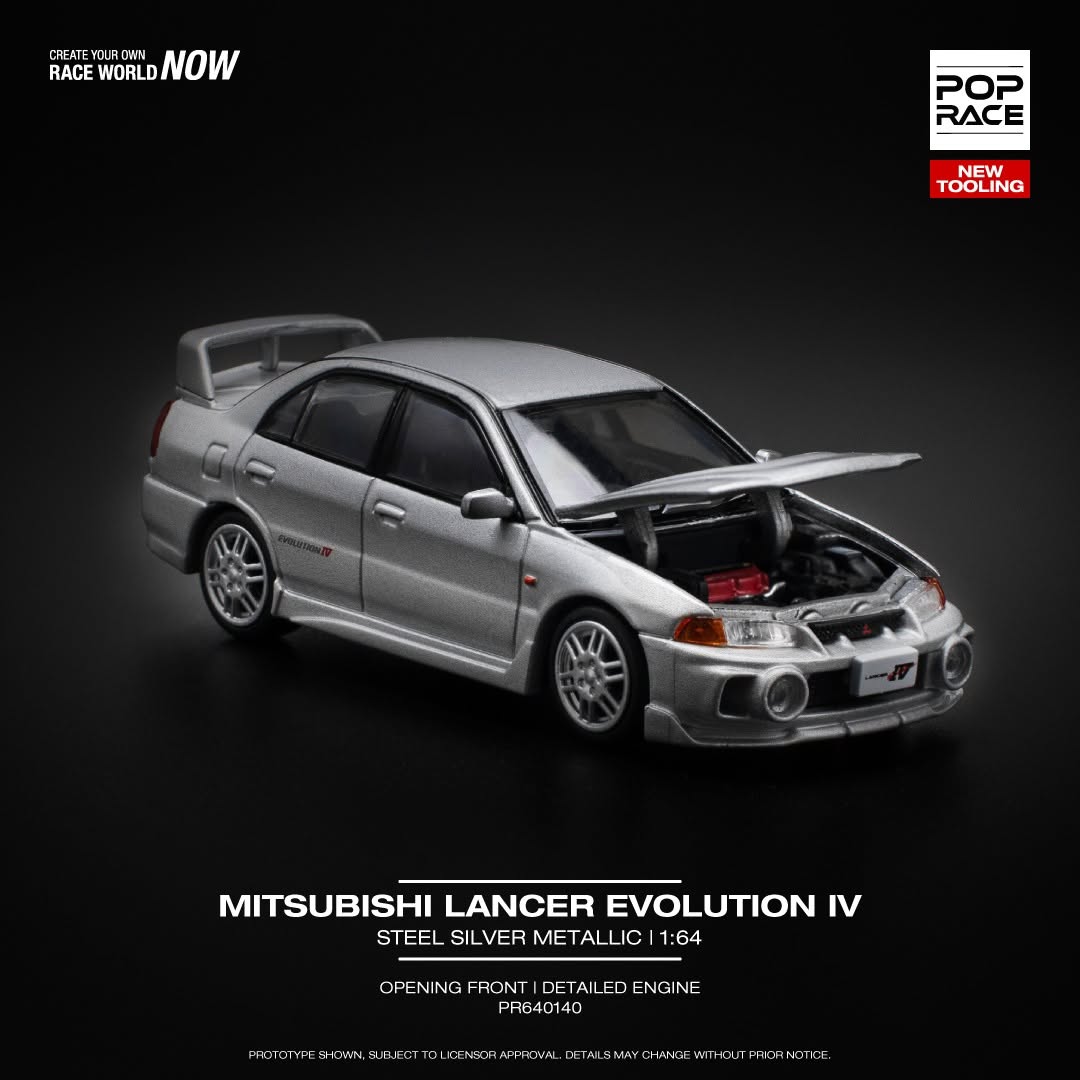 Pop Race Mitsubishi Lancer Evolution IV - Steel Sliver PR640140 1/64 Diecast
