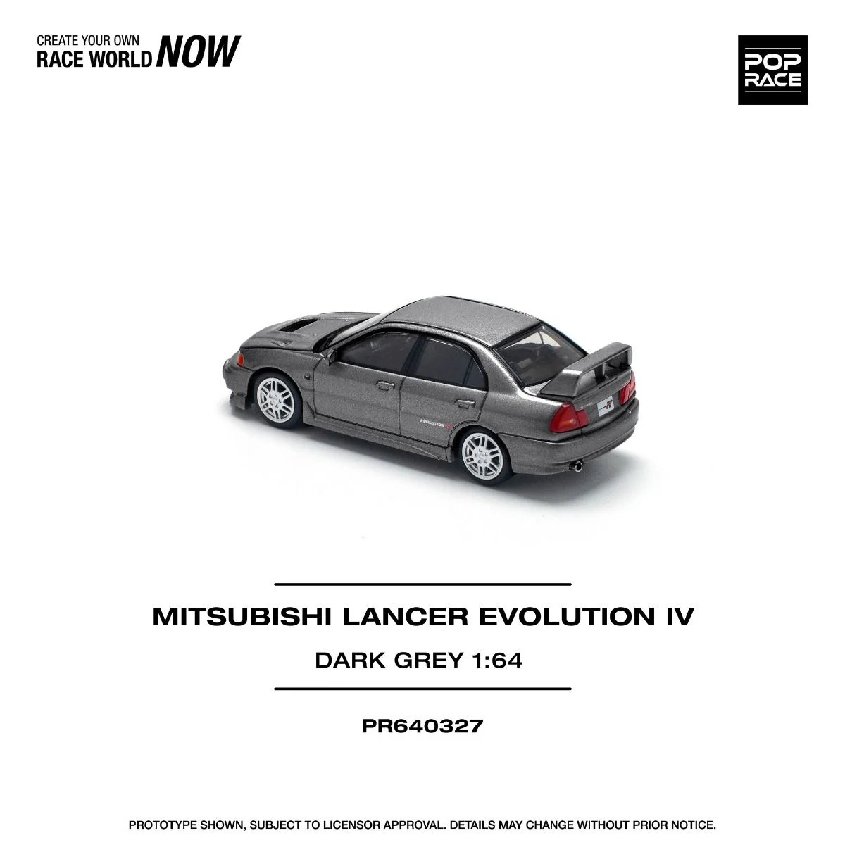 Pop Race Mitsubishi Lancer Evolution IV Dark Gray PR640327 1/64 Diecast