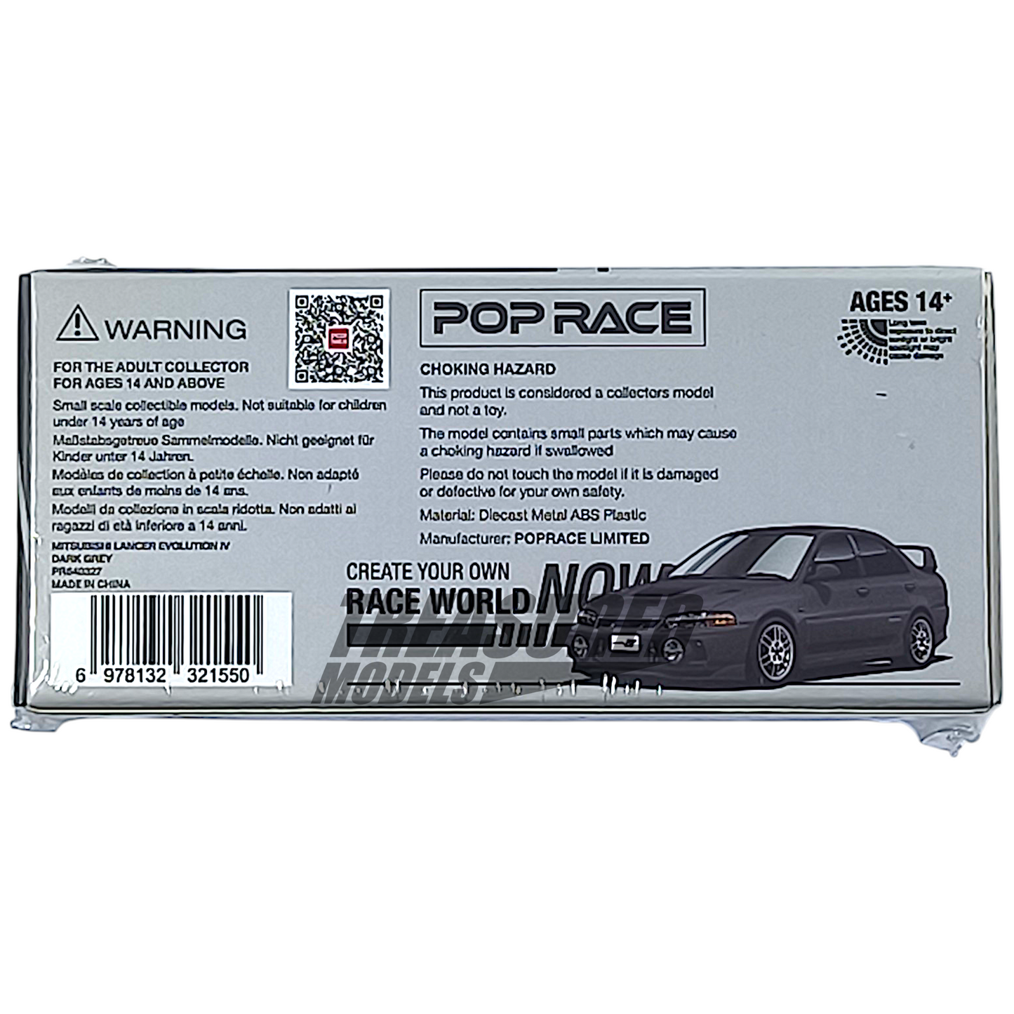 Pop Race Mitsubishi Lancer Evolution IV Dark Gray PR640327 1/64 Diecast