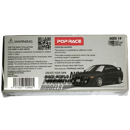 Pop Race Mitsubishi Lancer Evolution IV Pyrenees Black Pearl PR640227 1/64 Die Cast
