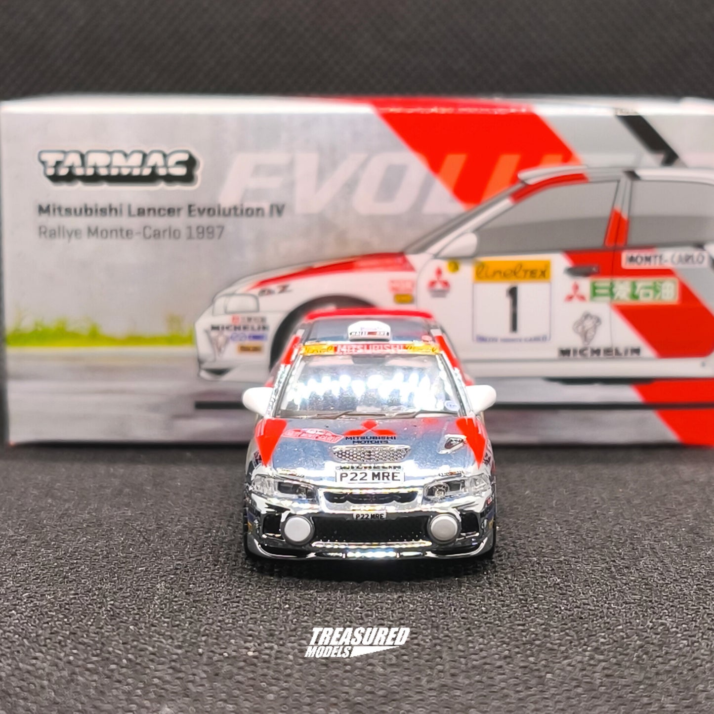 CHASE! Tarmac Works Mitsubishi Lancer Evolution IV Rallye Monte-Carlo 1997 Chase Tommi Makinen Seppo Harjanne T64G-076-97MCR01 1/64 Diecast