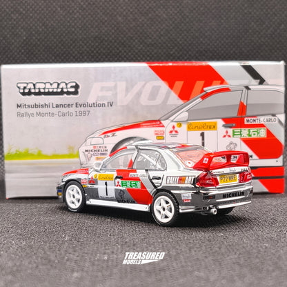 CHASE! Tarmac Works Mitsubishi Lancer Evolution IV Rallye Monte-Carlo 1997 Chase Tommi Makinen Seppo Harjanne T64G-076-97MCR01 1/64 Diecast