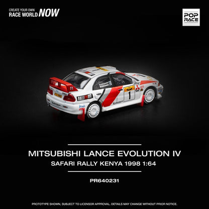 Pop Race Mitsubishi Lancer Evolution IV Safari Rally Kenya 1996 PR640231 1/64 Diecast