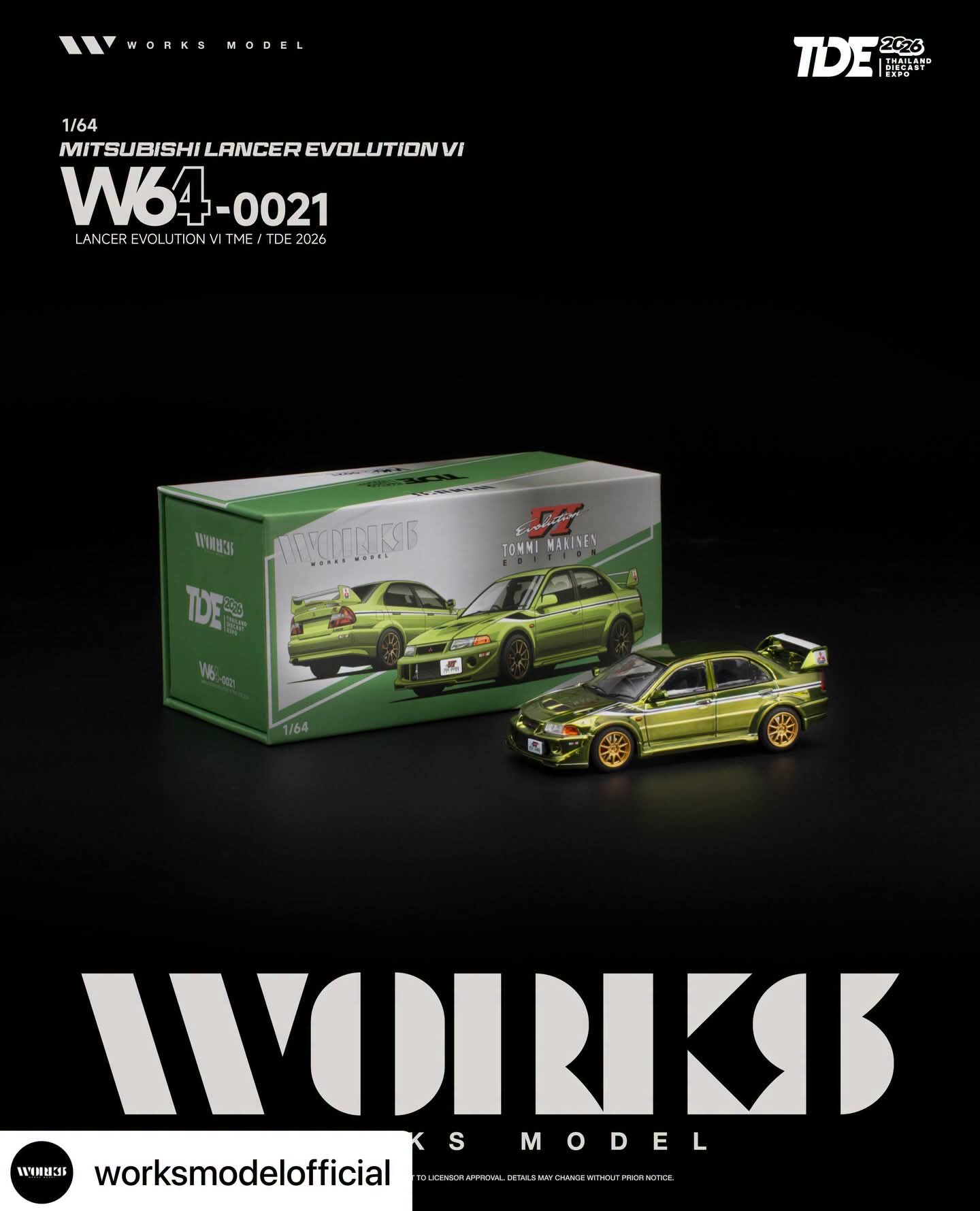 Works Model Mitsubishi Lancer Evolution VI TME TDE 2026 W640021 1/64 Diecast