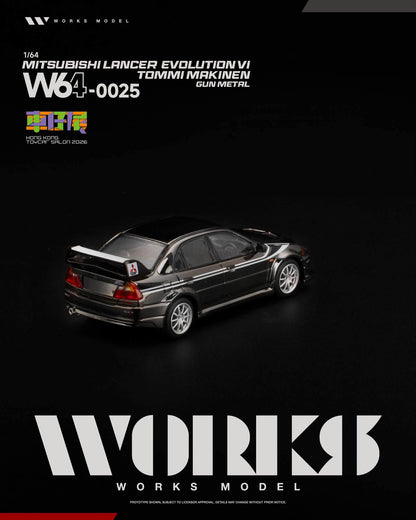 Works Model Mitsubishi Lancer Evolution VI Tommi Makinen Gun Metal Hong Kong Toy Car Salon 2026 W640025 1/64 Diecast