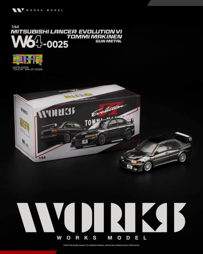 Works Model Mitsubishi Lancer Evolution VI Tommi Makinen Gun Metal Hong Kong Toy Car Salon 2026 W640025 1/64 Diecast
