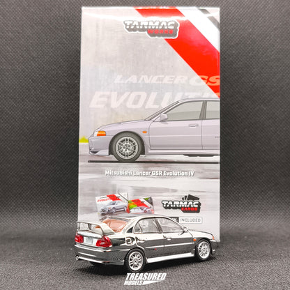 CHASE! Tarmac Works Mitsubishi Lancer GSR Evolution IV Silver Chase (Tarmac Cards Combo Set) T64G-076-SL 1/64 Diecast