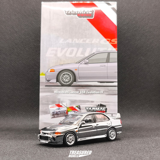 CHASE! Tarmac Works Mitsubishi Lancer GSR Evolution IV Silver Chase (Tarmac Cards Combo Set) T64G-076-SL 1/64 Diecast