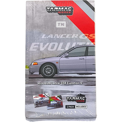 Tarmac Works Mitsubishi Lancer GSR Evolution IV Silver (Tarmac Cards Combo Set) T64G-076-SL 1/64 Diecast