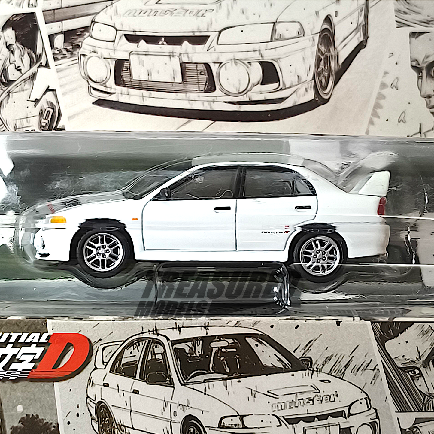 Hobby Japan Mitsubishi Lancer RS Evolution IV Initial D Seiji Iwaki VS Takumi Fujiwara 1/64 Diecast
