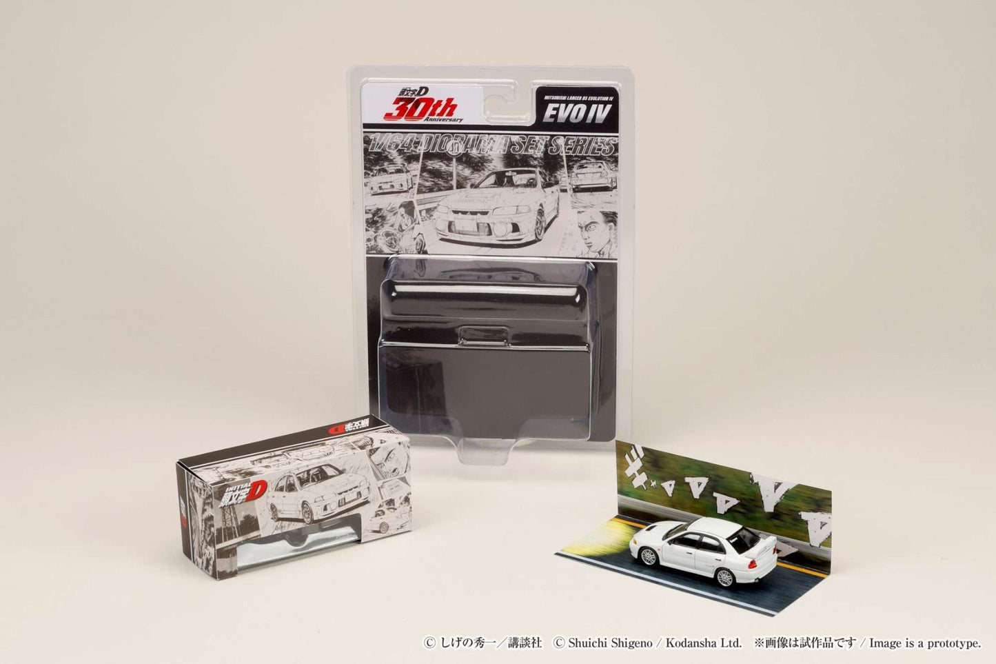 Hobby Japan Mitsubishi Lancer RS Evolution IV Initial D Seiji Iwaki VS Takumi Fujiwara 1/64 Diecast