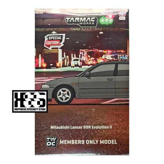 Mitsubishi Lancer GSR Evolution II 2024 Gray Special Edition TWOC Members Only Model Tarmac Works 1/64 Diecast